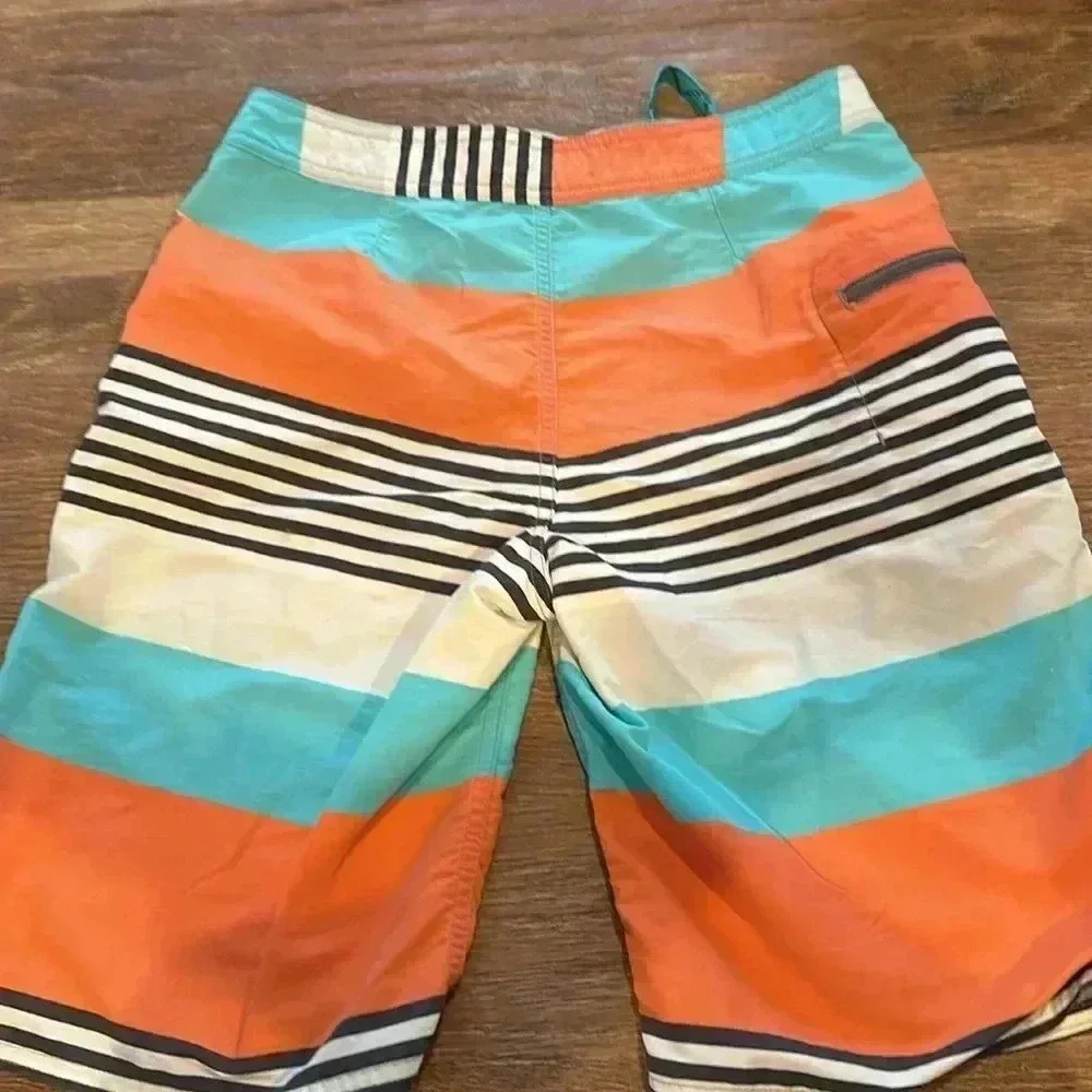 Patagonia Boys Size 14 Wavefarer Striped Cargo Board Shorts